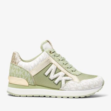 Michael Kors MK Maddy Two-Tone Logo and Mesh Trainer – Lt Sage Mlti (49R2MAFS3D-2733)