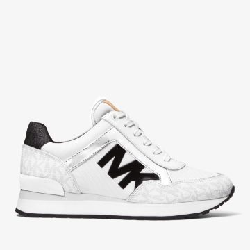Michael Kors MK Maddy Two-Tone Logo Trainer – Bright Wht (49T0MAFS3D-3535)