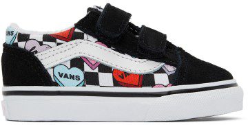 Vans Baby Black & White Candy Hearts Old Skool V Sneakers (VN000D3YABY1)