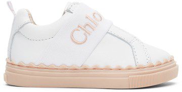 Chloé Baby White Leather Lauren Sneakers (C09030)
