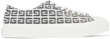 Givenchy Black & White 4G Jacquard City Sneakers (BH006DH158)