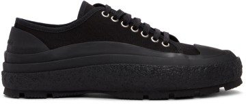 Jil Sander Black Canvas Low-Top Sneakers (JI37520A_15605)