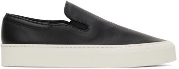 The Row Black Leather Marie H Slip-On Sneakers (F1179-N60)