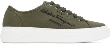 Salvatore Ferragamo Green Recycled Cotton Sneakers (753484 020709023)