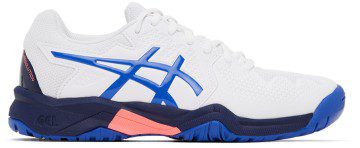 Asics Kids White & Blue Gel-Resolution 8 Big Kids Sneakers (1044A018-107)
