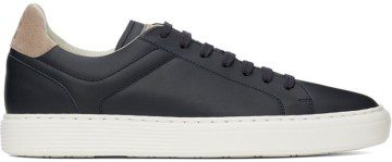 Brunello Cucinelli Navy Leather Sneakers (MZUBLBJ264)
