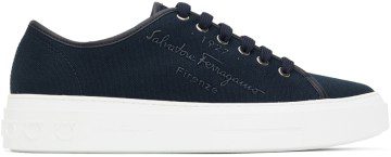 Salvatore Ferragamo Navy Recycled Cotton Sneakers (751461 020709005)