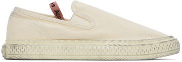 Acne Studios Off-White Canvas Slip-On Sneakers (AD0377-)