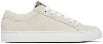 Brunello Cucinelli Off-White Glitter Suede Sneakers (MZSFG1392)