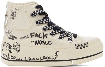 R13 Off-White Graffiti Double Grommet Kurt Sneakers (R13S5030-S047C)