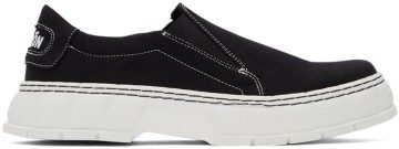 Virón SSENSE Exclusive Black Recycled Canvas 1984 Slip-On Sneakers (1984-04-C-910)