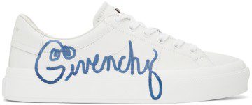 Givenchy White & Blue City Sport Print Sneakers (BH005VH17D)
