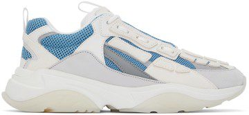 AMIRI White & Blue Nubuck Bone Runner Sneakers (SS22MFS001)