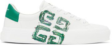 Givenchy White & Green City Sport 4G Sneakers (BH005VH16T)