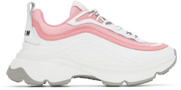 MSGM White & Pink Minimal Chunky Sole Sneakers (3241MDS202 376)