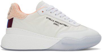 Stella McCartney White & Pink Terrycloth Loop Sneakers (810046E00019)