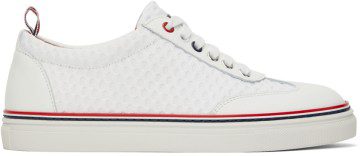 Thom Browne White Leather & Mesh Sneakers (FFD115A-03193)