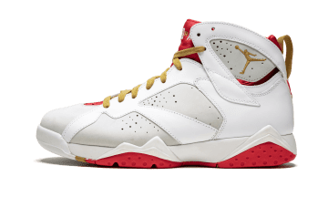 Jordan 7 Retro Hare YOTR (2011) Light Silver / Metallic Gold-true Red-white (459873-005)