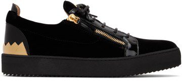 Giuseppe Zanotti Black & Gold Frankie Shark Sneakers (RU20045)