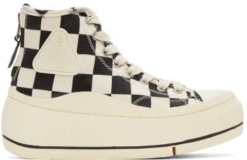 R13 Black & Off-White Check Kurt High-Top Sneakers (R13S5029-S023A)