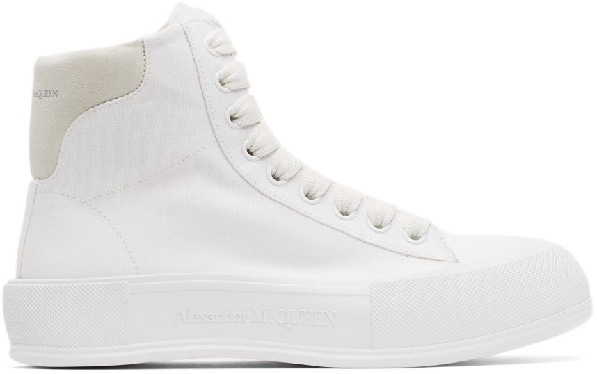 Alexander McQueen White Deck Plimsoll High-Top Sneakers (666381W4MV7)