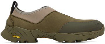ROA Khaki & Taupe Slip-On Sneakers (SOLE10- 094)
