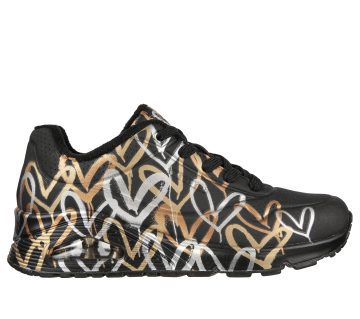 Skechers Skechers x JGoldcrown: Uno – Metallic Love – Zwart / Goud (155523-BKGD)