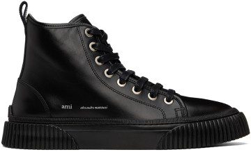 AMI Alexandre Mattiussi Black Logo High Sneakers (USN425.853)