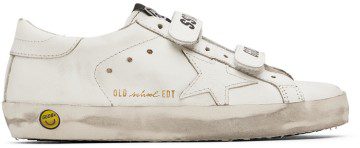 Golden Goose Kids White Old School Velcro Sneakers (GYF00111.F000419.10100)