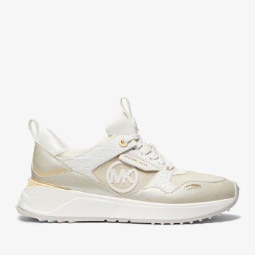 Michael Kors MK Theo Metallic Canvas and Leather Trainer – Pl Gld Multi (43S3THFP1D-8236)