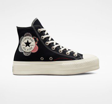 Converse Chuck Taylor All Star Lift Platform Crafted Patchwork Zwart/egret/rood