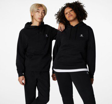 Converse Converse Go-To Embroidered Star Chevron Fleece Hoodie met standaardpasvorm Converse Black (10024509-A02)