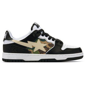 A Bathing Ape Bape SK8 Sta Black White Embroidery Heel Patch (1I70-191-006/1I70-291-005)