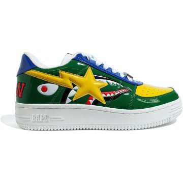 A Bathing Ape Bape Sta Low M2 20th Anniversary Patent Green Shark (1G30191002-GRN)