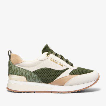 Michael Kors MK Allie Stride Mixed-Media Trainer – Amazon Green Multi (43F3ALFS2D-9978)