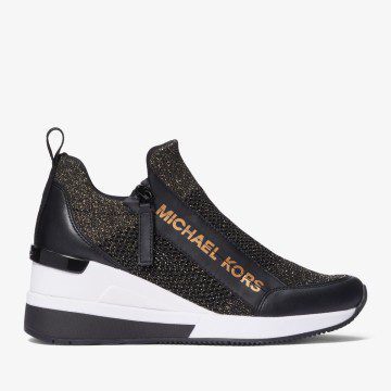Michael Kors MK Willis Metallic Stretch Knit Trainer – Black/bronze (43F3WIFS1M-9619)