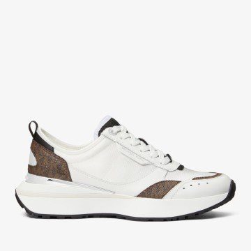 Michael Kors MK Flynn Nylon and Logo Trainer – Brown Multi (43S3FYFS7D-1276)