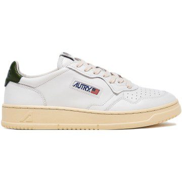 Autry Medalist Leather Low White Dark Green (AULM-LL47)
