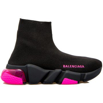 Balenciaga Speed Trainer Clear Sole Black Fluo Pink (Women’s) (607543W2DBW1051)