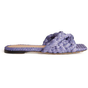 Bottega Veneta Raffia Stretch Flat Sandals Lavender (Women’s) (651860V0GM05176)