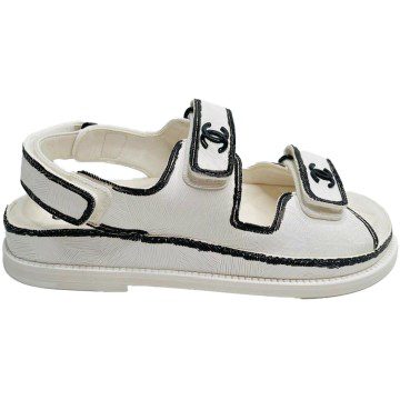 Chanel Dad Sandals White Leather (G35927X56386 K3897)