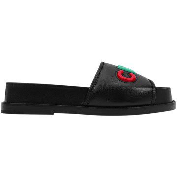 Chanel Logo Mule Sandal Black Leather (G38933 X56443 K3918)