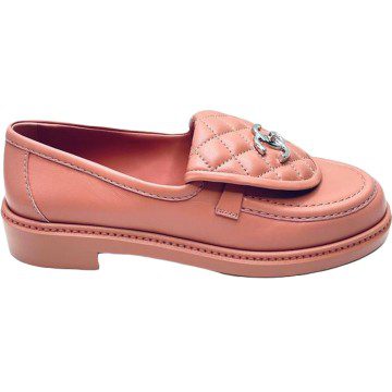 Chanel Quilted Tab Loafers Pink Leather (G36646 X01000 ND357)