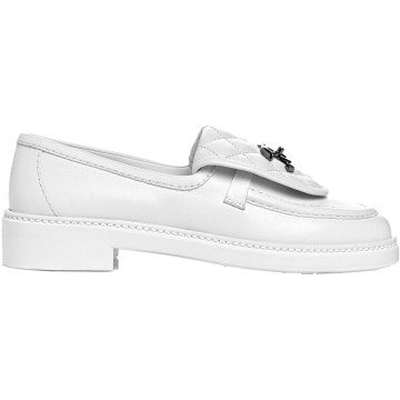 Chanel Quilted Tab Loafers White Leather (G36646 X56469 0N075)