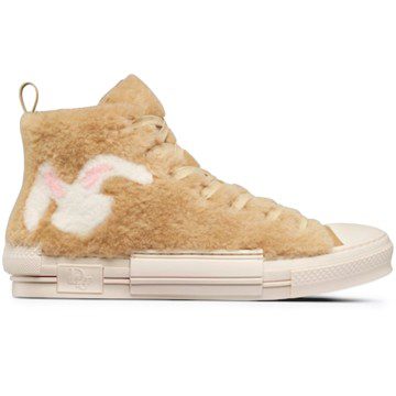 Dior B23 High Top ERL Beige Shearling with Rabbit Motif (3SH129ZTR_H100)