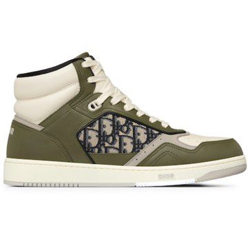 Dior B27 High Olive and Cream Smooth Calfskin with Beige and Black Dior Oblique Jacquard (3SH133ZIR_H661)
