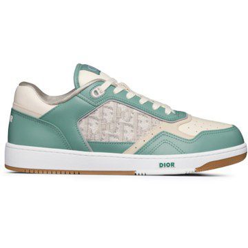 Dior B27 Low Turquoise and Cream Smooth Calfskin and Cream Dior Oblique Jacquard Canvas (3SN272ZIR_H066)