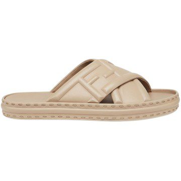 Fendi Crossover Band Sandal Beige Embossed Macro FF Motif (7X1501AHI3F0QB9)