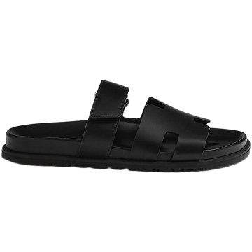 Hermes Chypre Sandal Noir Calfskin Leather (M) (H211865Z / H222858Z)