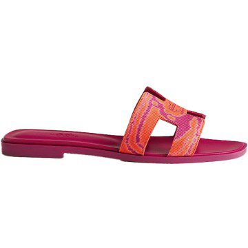 Hermes Oran Sandal Orange SynthŽtique Cotton Canvas (H231097Z)